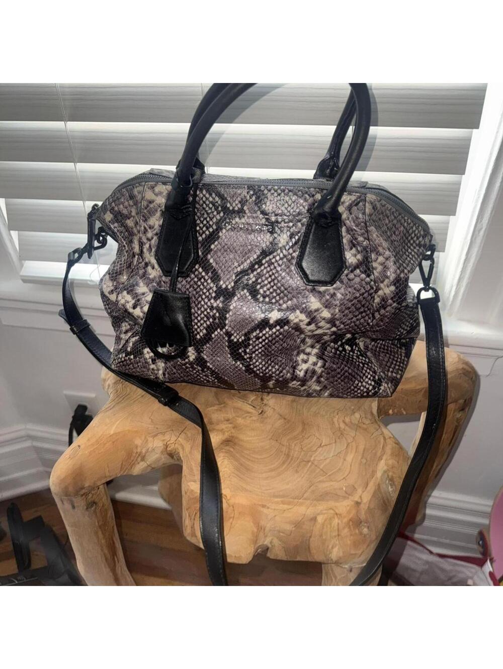 Michael Kors Large Campbell Python Steel Grey Embossed Leather Shoulder bag